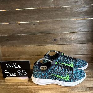 Womens Nike Lunaracer 3 Blue Leopard Print Athletic Running Sneakers Size‎ 8.5 M